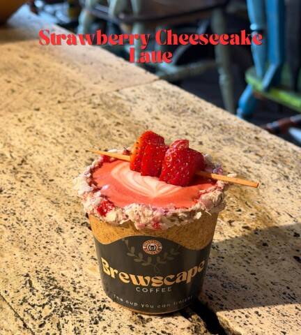 Strawberry Cheesecake Latte Edible Cup